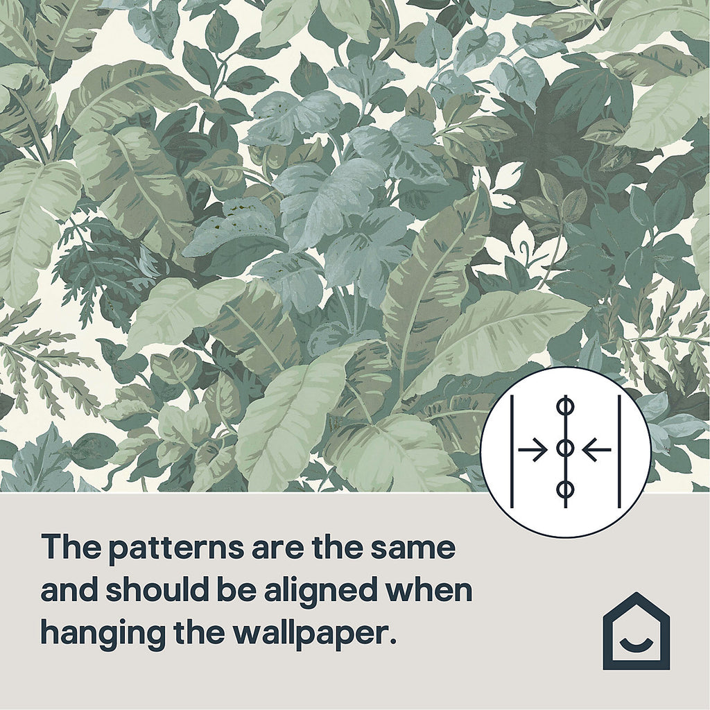 GoodHome Odell Green Big Foliage Natural Textured Wallpaper