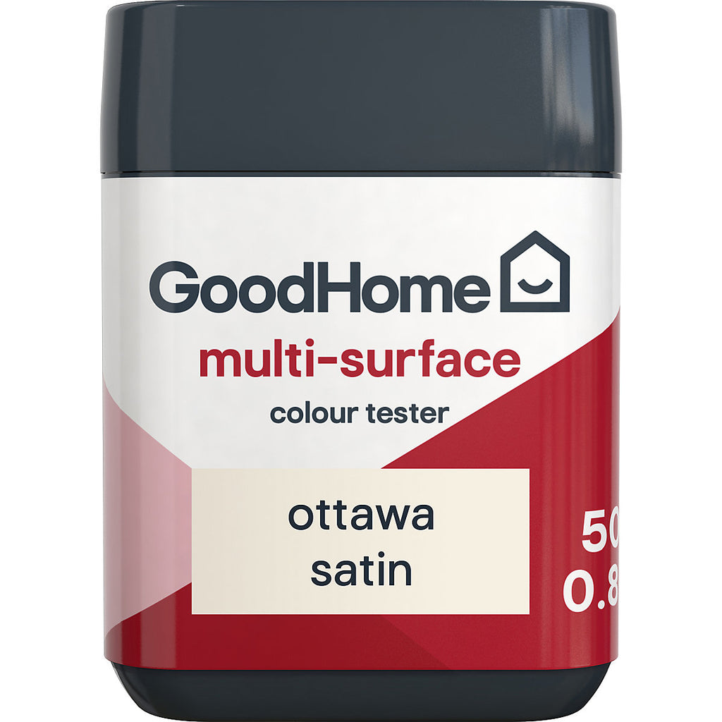GoodHome Ottawa Satin Multi-surface paint, 50ml Tester pot