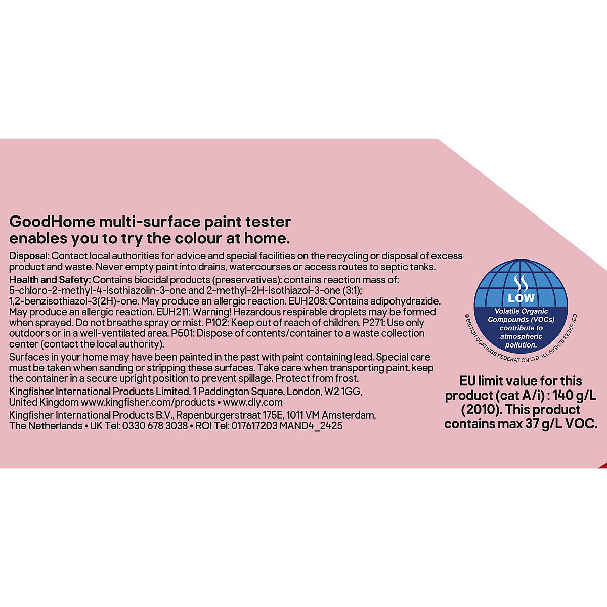 GoodHome Ottawa Satin Multi-surface paint, 50ml Tester pot