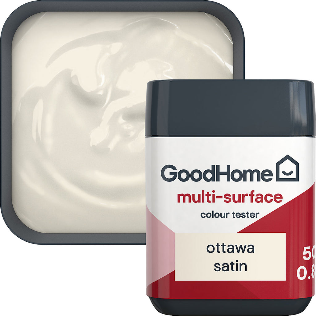 GoodHome Ottawa Satin Multi-surface paint, 50ml Tester pot