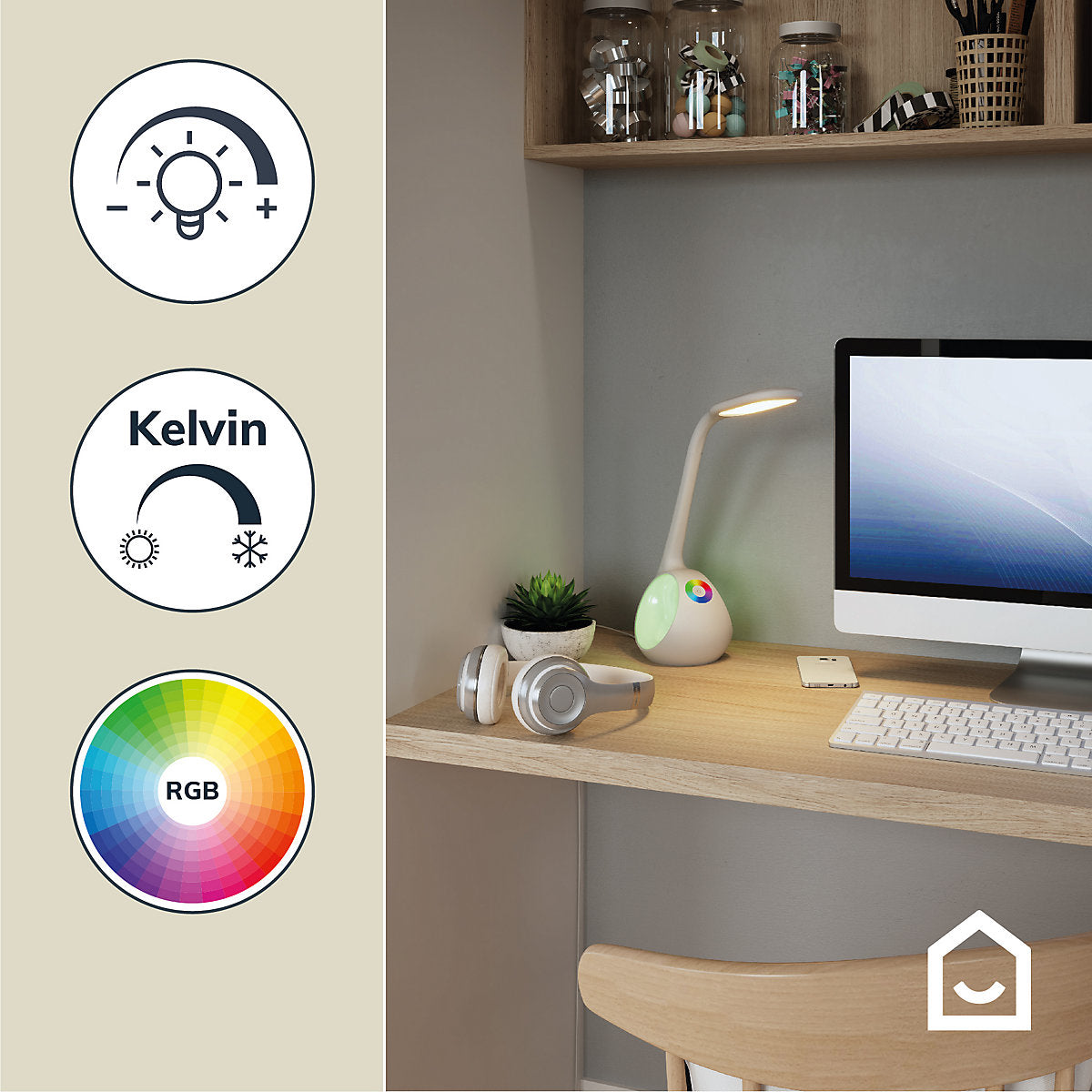 GoodHome Ouhoro White Table light
