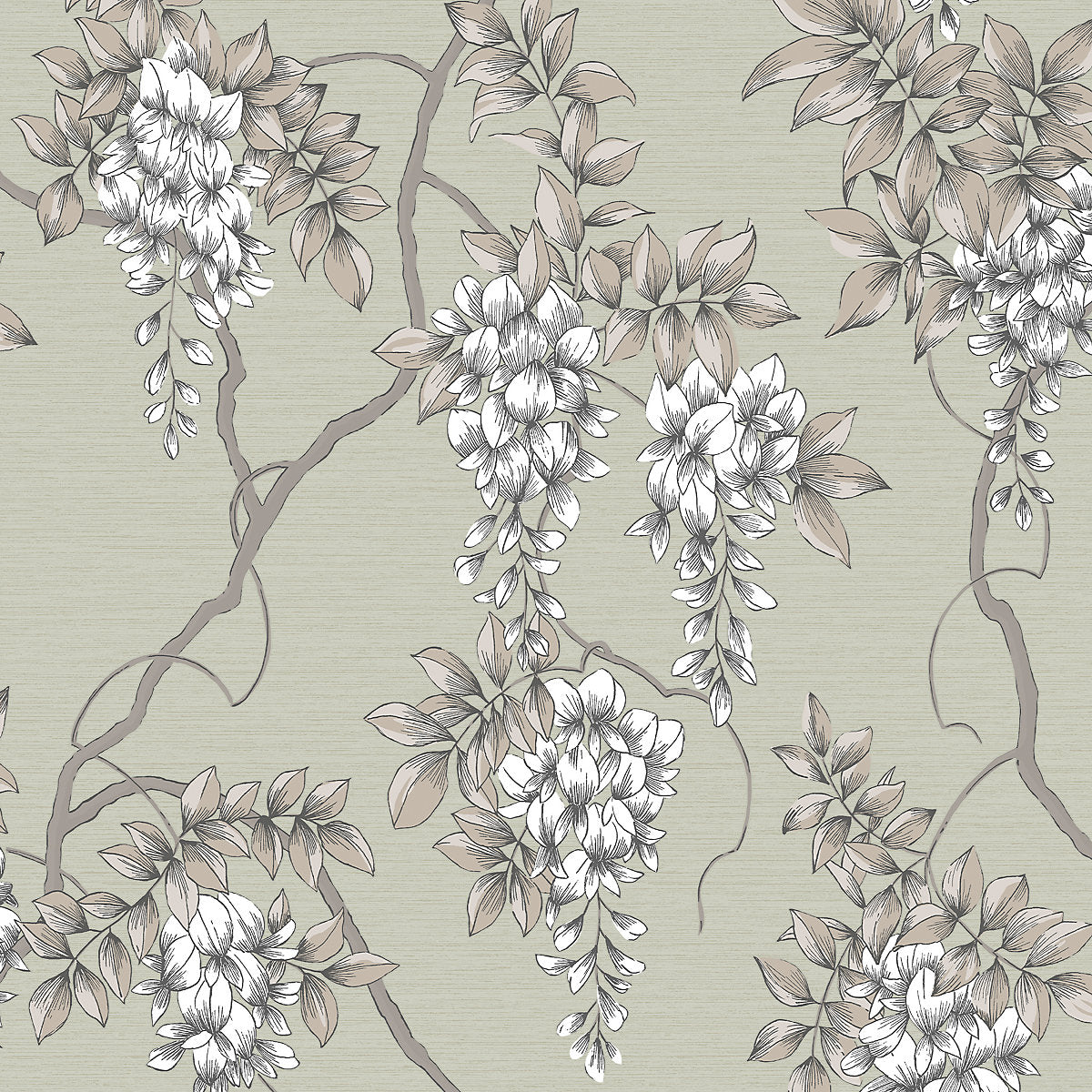 GoodHome Owletts Grey & sage Metallic effect Floral Textured Wallpaper