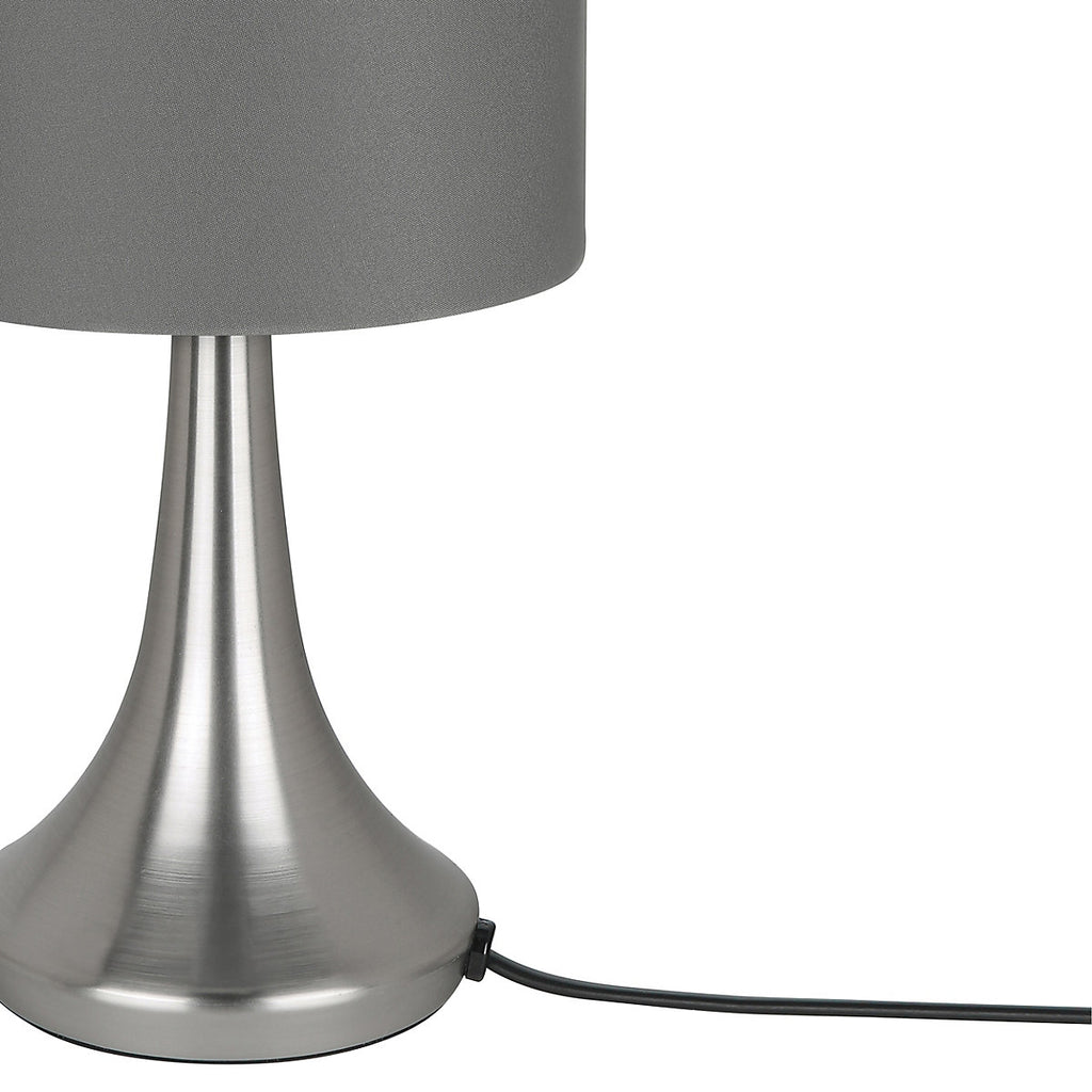 GoodHome Painswick Cylinder Satin Grey Nickel effect Table lamp