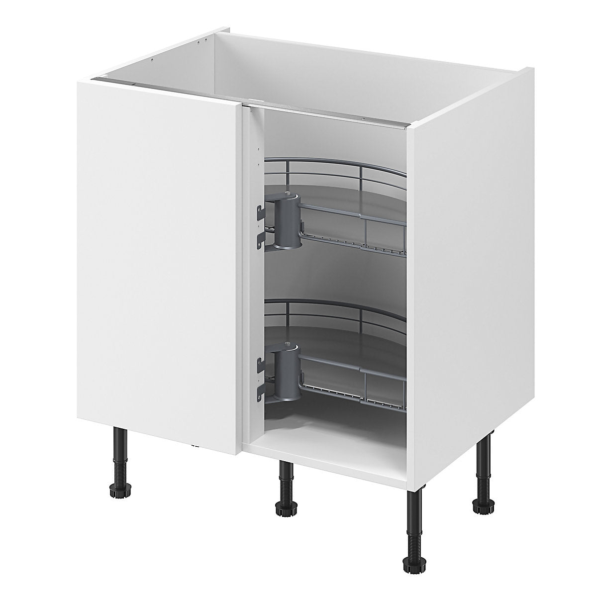 GoodHome Pebre Grey Not soft-close LH & RH Half moon carousel 80cm Storage system