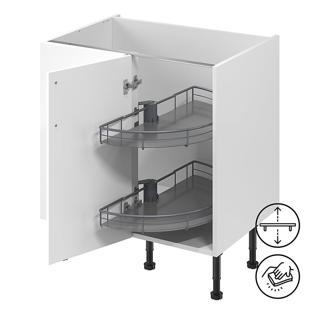 GoodHome Pebre Grey Not soft-close LH & RH Half moon carousel 80cm Storage system