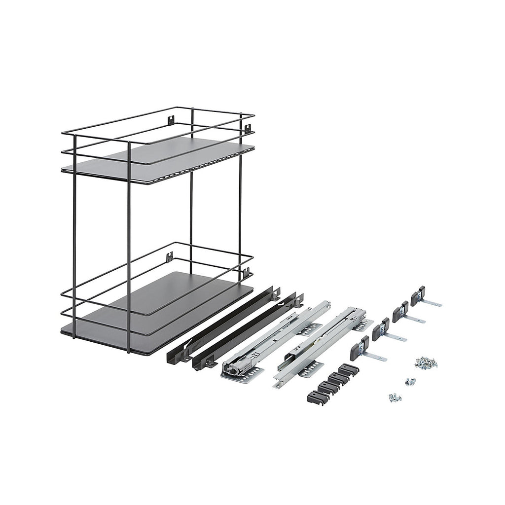 GoodHome Pebre Grey Soft-close runners LH & RH 30cm Pull-out storage
