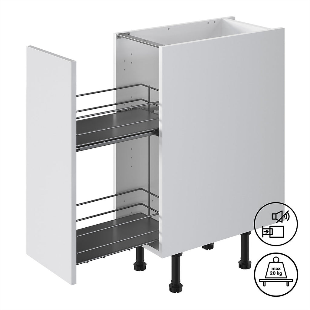 GoodHome Pebre Grey Soft-close runners LH & RH 30cm Pull-out storage