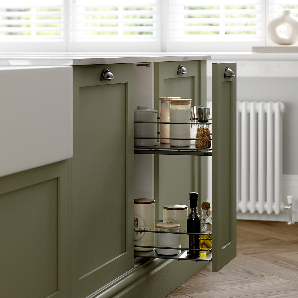 GoodHome Pebre Grey Soft-close runners LH & RH 30cm Pull-out storage