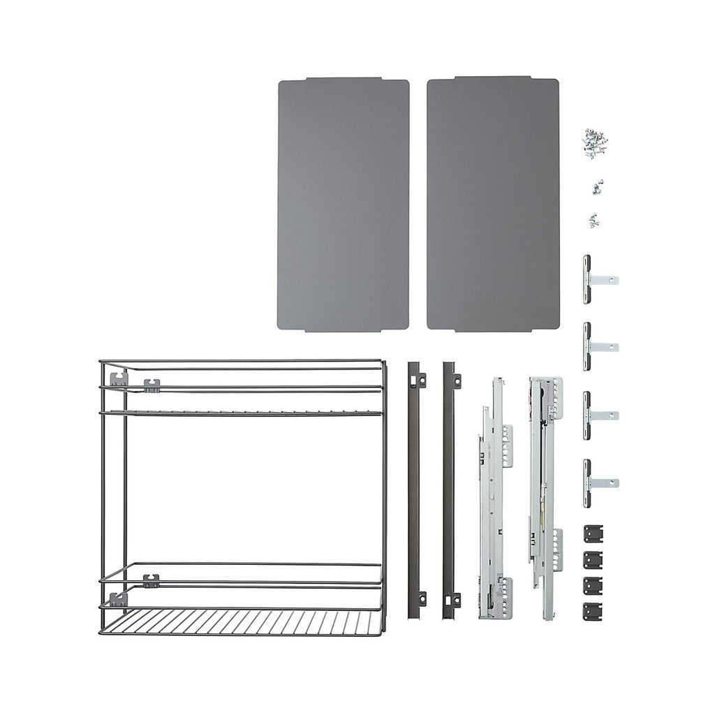 GoodHome Pebre Grey Soft-close runners LH & RH 30cm Pull-out storage