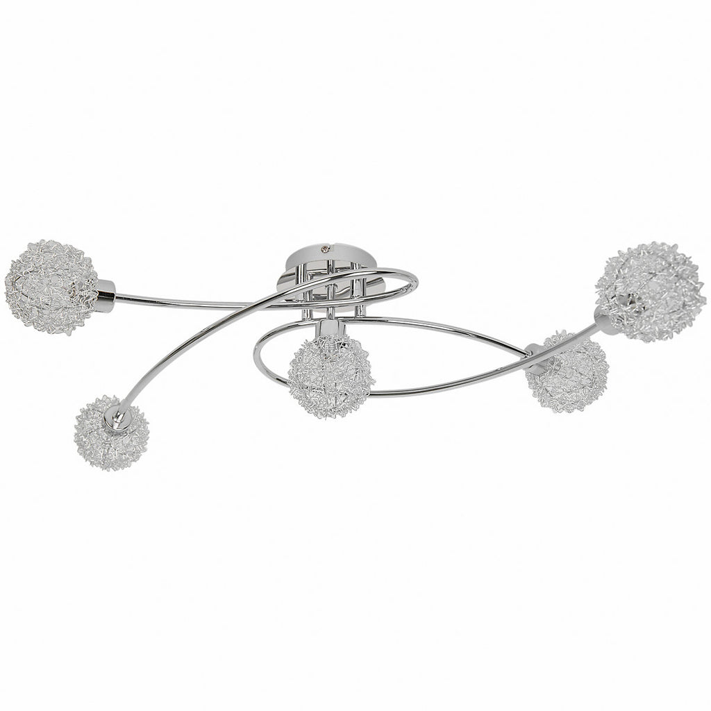 GoodHome Phaidros Plate Gloss Metal Chrome 5 Lamp LED Ceiling light