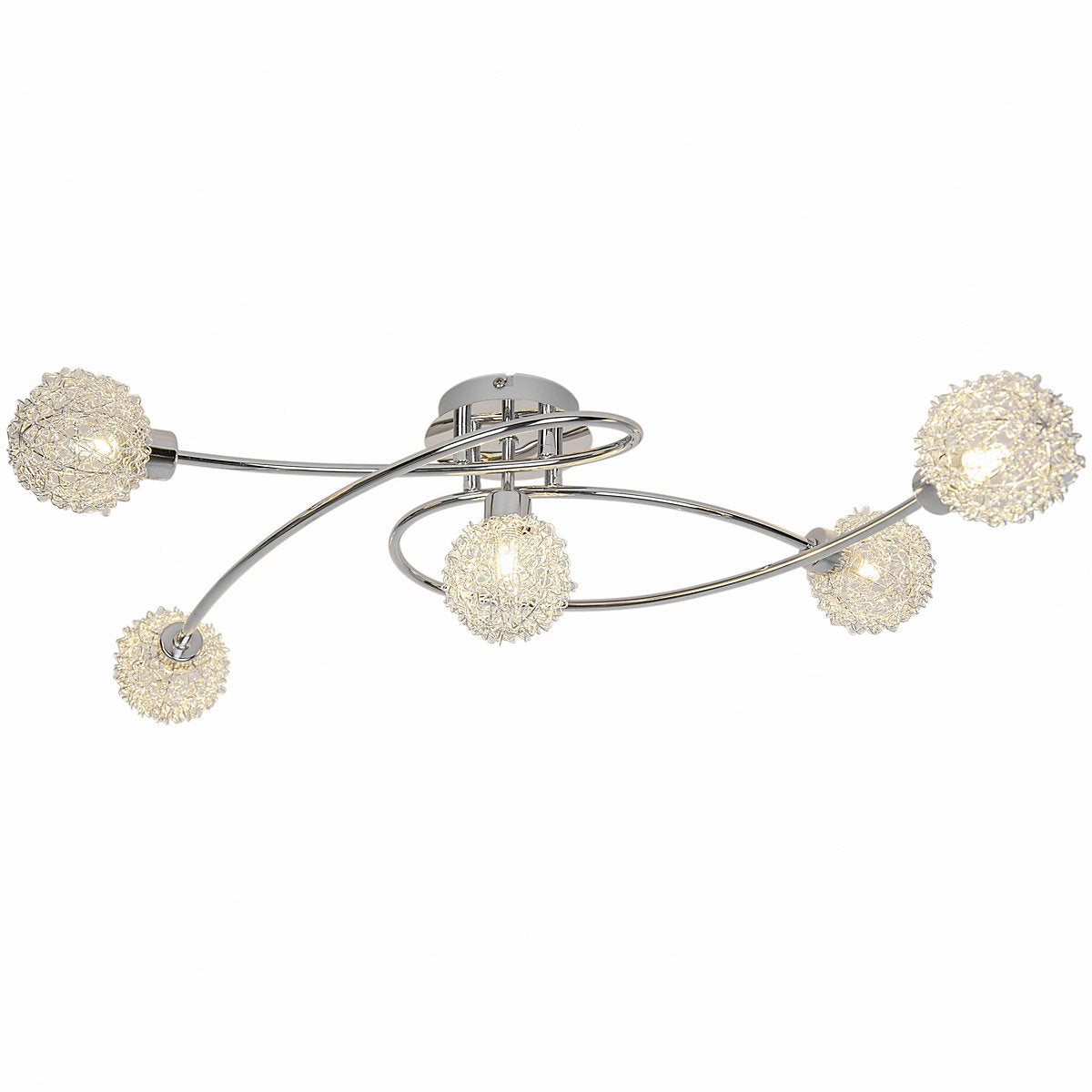 GoodHome Phaidros Plate Gloss Metal Chrome 5 Lamp LED Ceiling light
