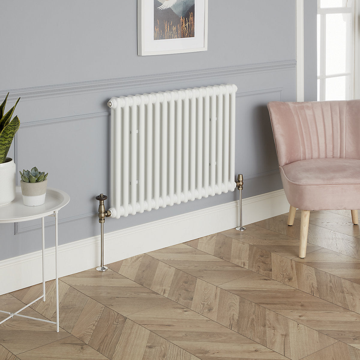 GoodHome Polished Brass Angled Radiator valve & lockshield (Dia)15mm x ½"