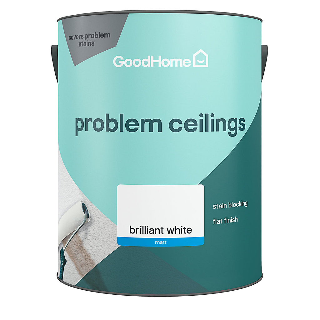GoodHome Problem Ceilings Brilliant White Matt Ceiling Emulsion paint, 5L