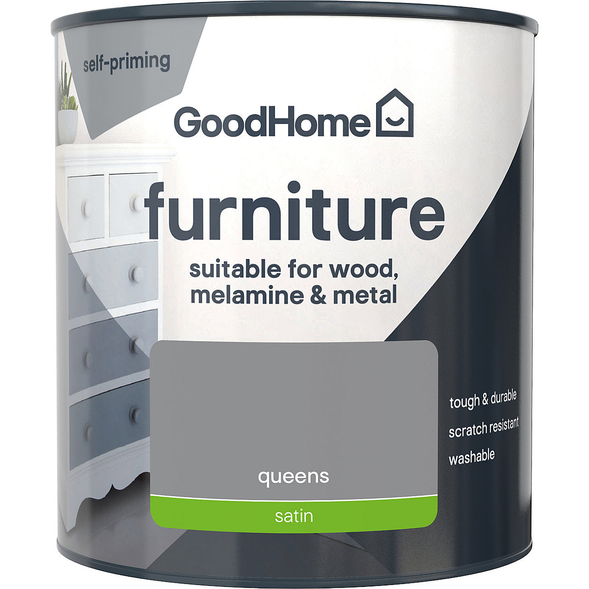 GoodHome Queens Satin Furniture paint, 500ml
