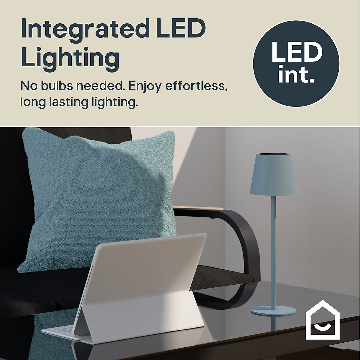 GoodHome Quelea Matt Blue Integrated LED Table lamp