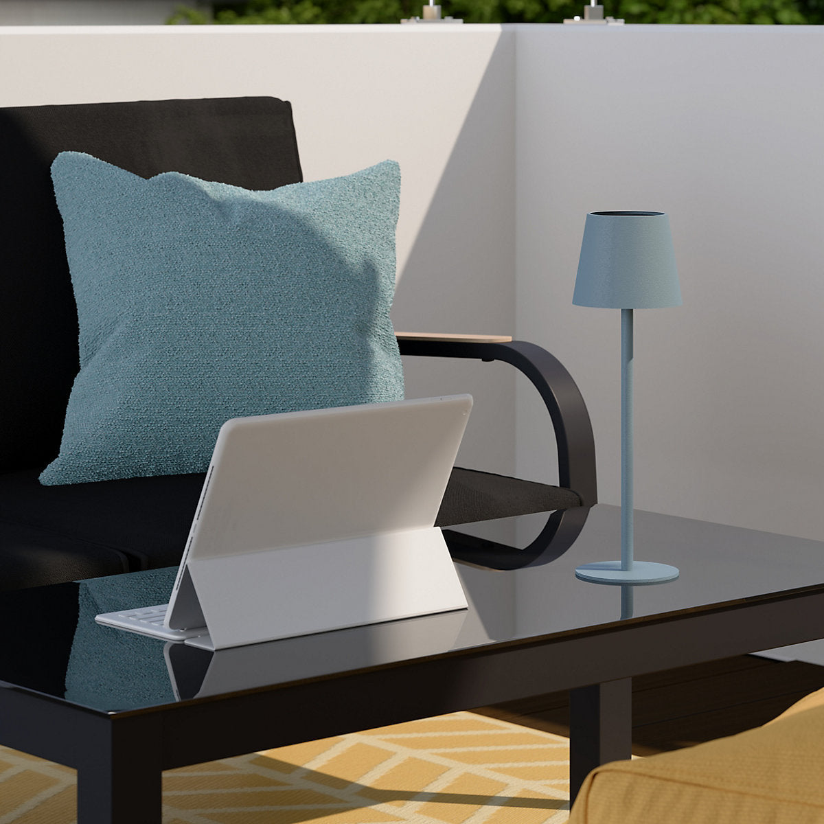 GoodHome Quelea Matt Blue Integrated LED Table lamp