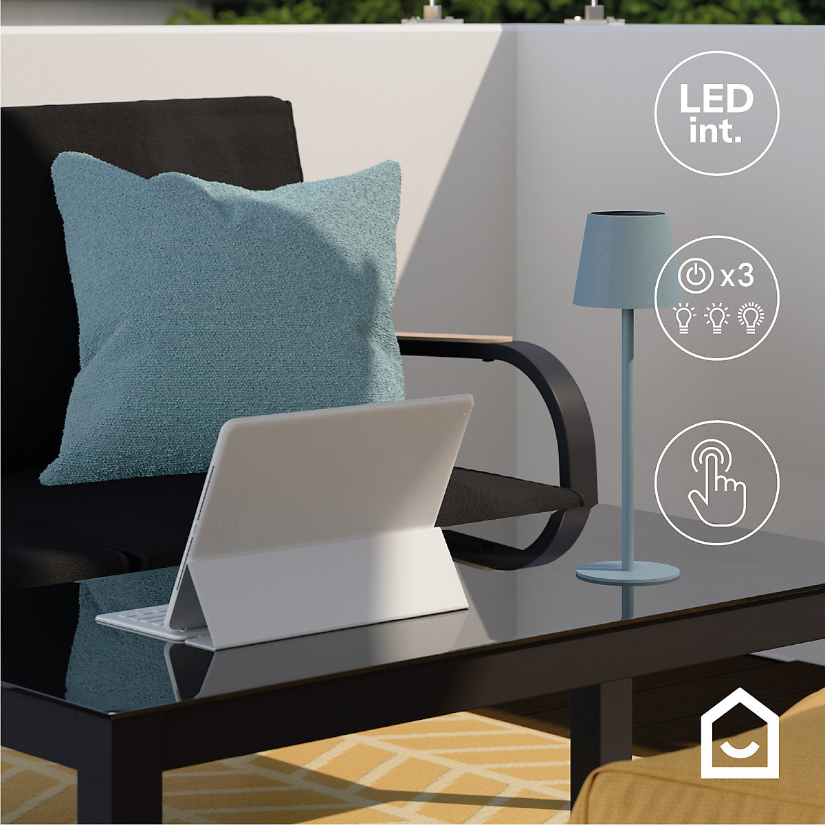 GoodHome Quelea Matt Blue Integrated LED Table lamp