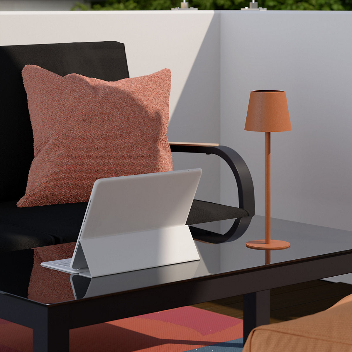 GoodHome Quelea Matt Terracotta Integrated LED Table lamp