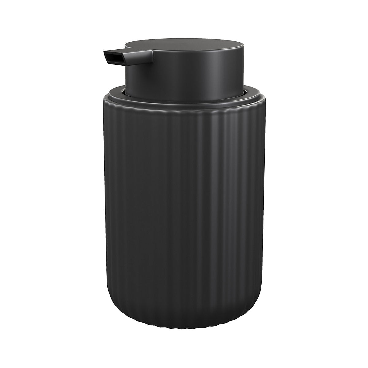 GoodHome Rawa Matt Black Ribbed effect Ceramic Freestanding Soap dispenser