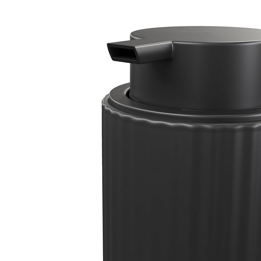 GoodHome Rawa Matt Black Ribbed effect Ceramic Freestanding Soap dispenser