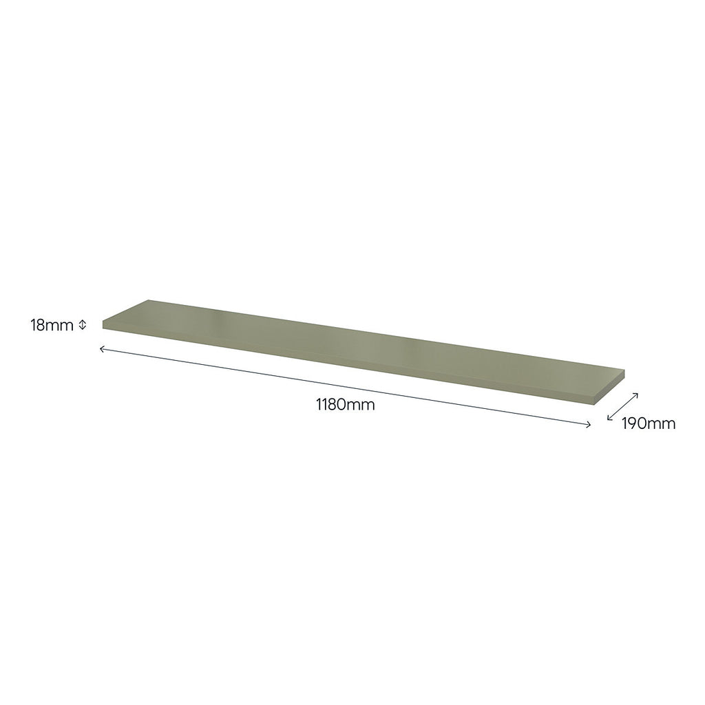 GoodHome Rigga Modular Tea green Rectangular Shelf (L)118cm x (D)19cm