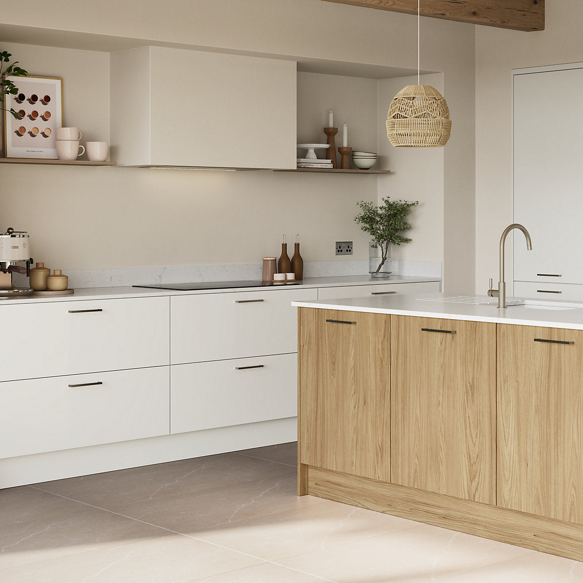 GoodHome Rivero Matt oak effect Standard End support panel (H)870mm (W)590mm