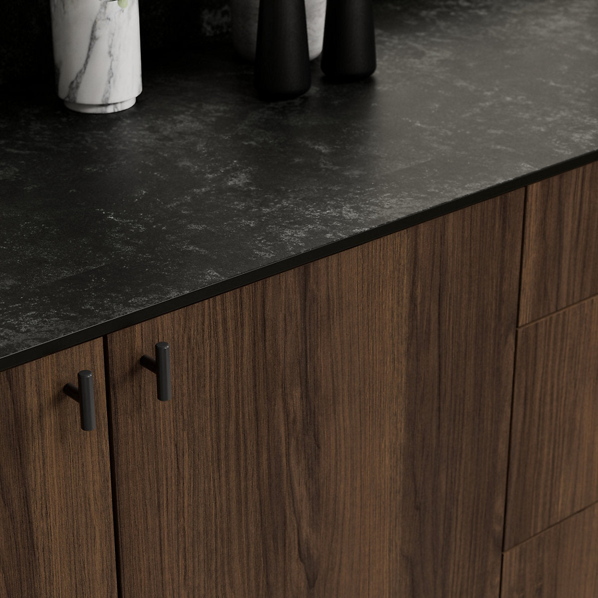 GoodHome Rivero Matt walnut effect Standard Clad on base panel (H)715mm (W)595mm