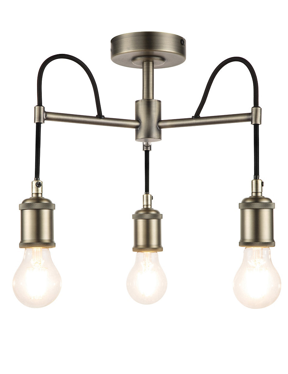 GoodHome Round Brushed Satin Metal Pewter effect 3 Lamp LED Ceiling light