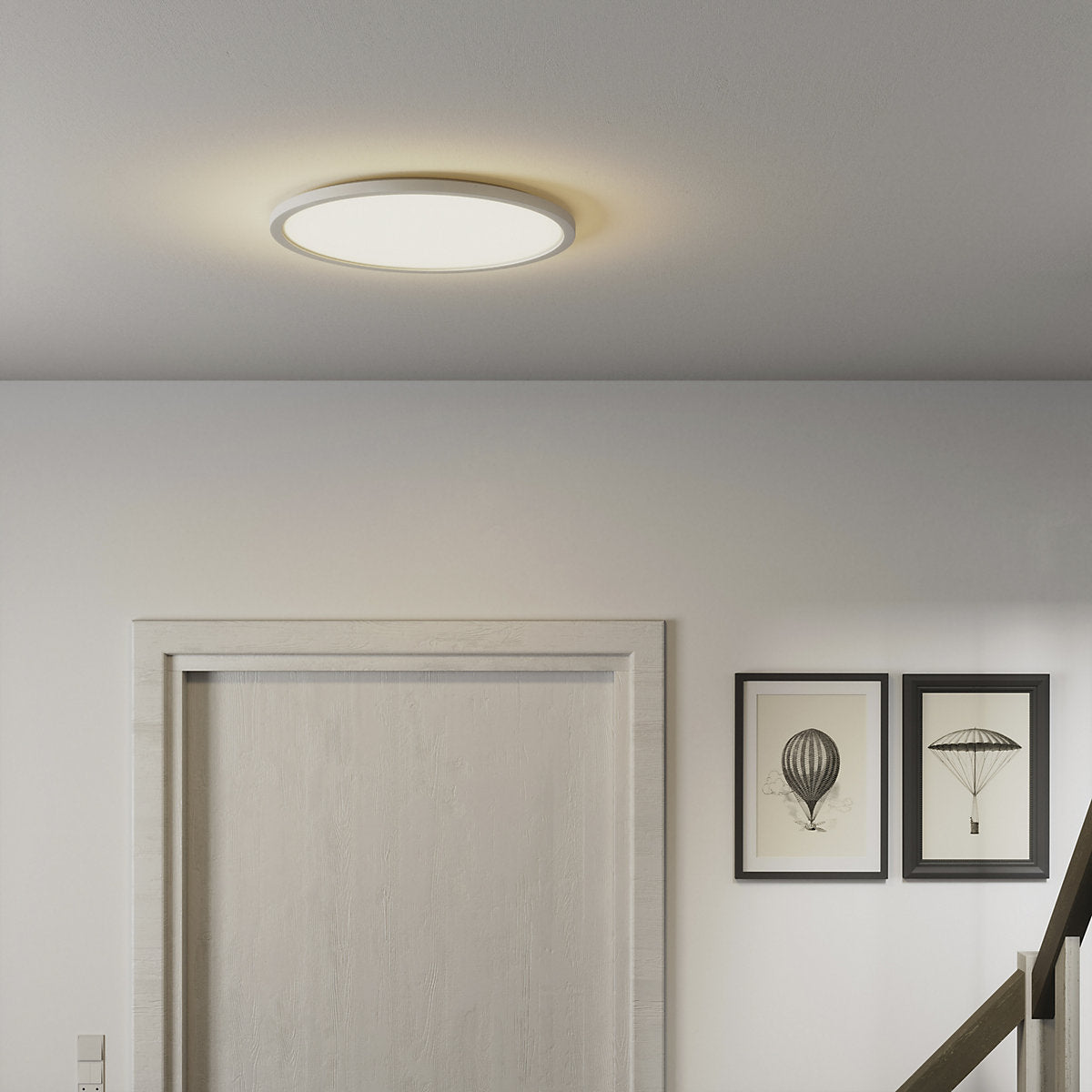 GoodHome Round Matt Plastic White LED Ceiling light