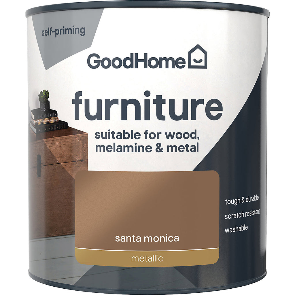 GoodHome Santa Monica Metallic effect Satin Furniture paint, 500ml