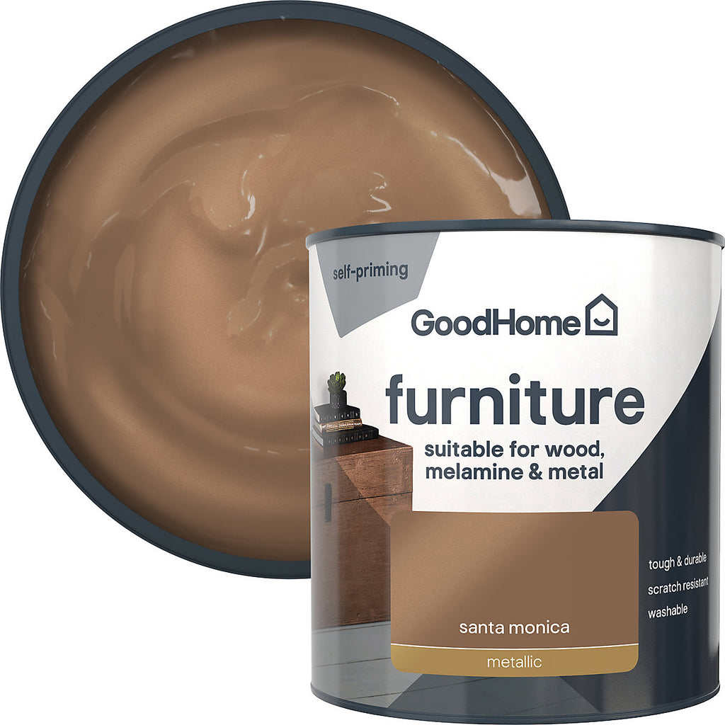GoodHome Santa Monica Metallic effect Satin Furniture paint, 500ml