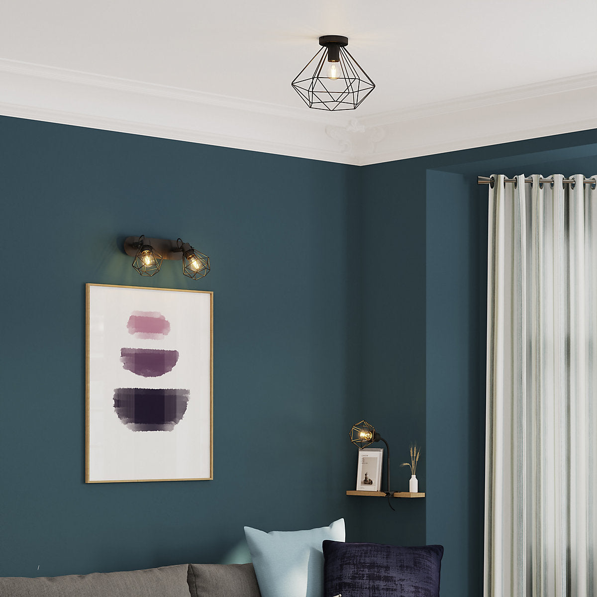 GoodHome Smertrio Modern Matt Metal Black Ceiling light