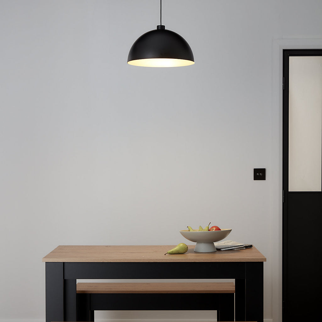 GoodHome Songor Black Gold effect Dome Semi-circle Light shade (D)38cm