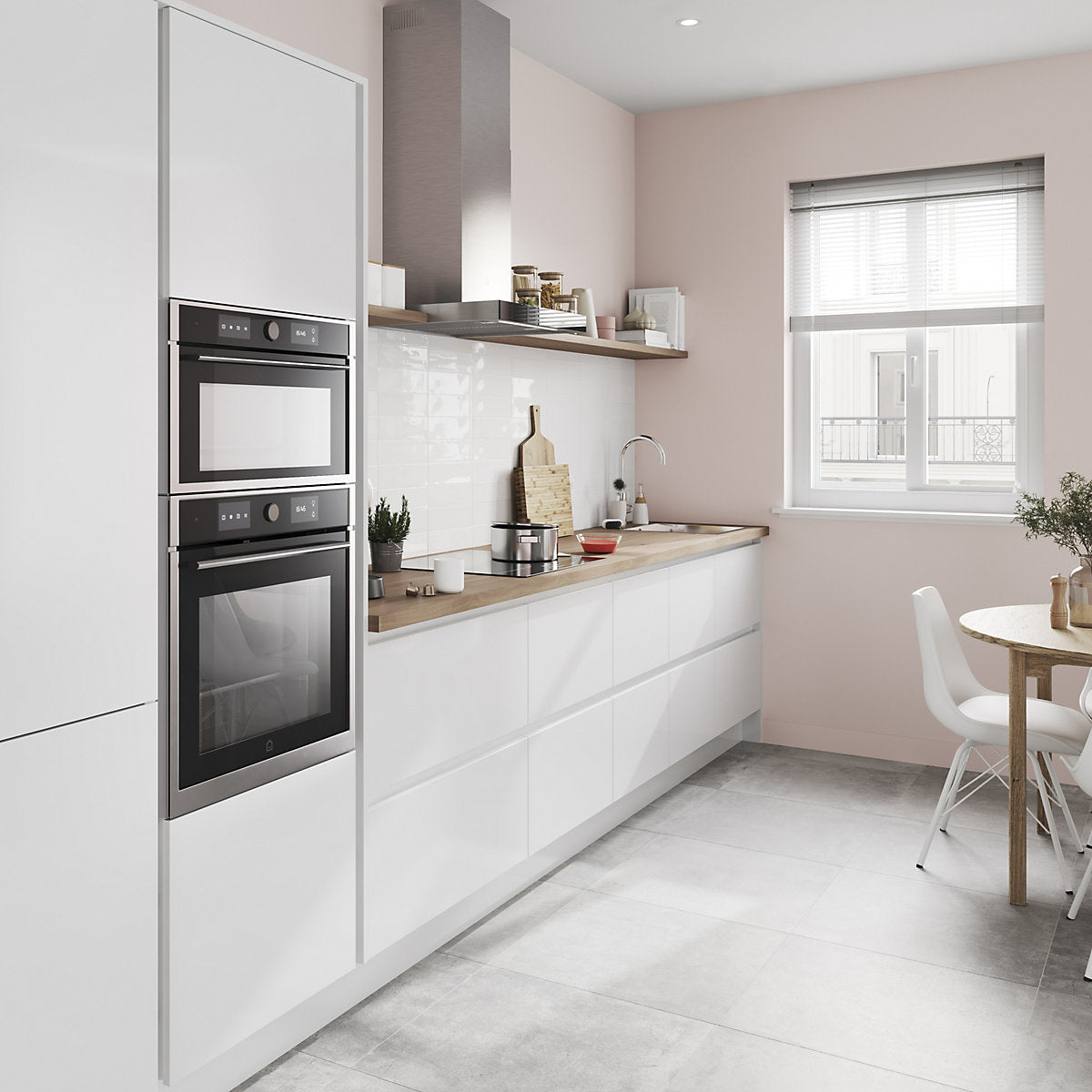 GoodHome Stevia & Garcinia Gloss white Slab Standard Clad on end panel (H)934mm (W)640mm