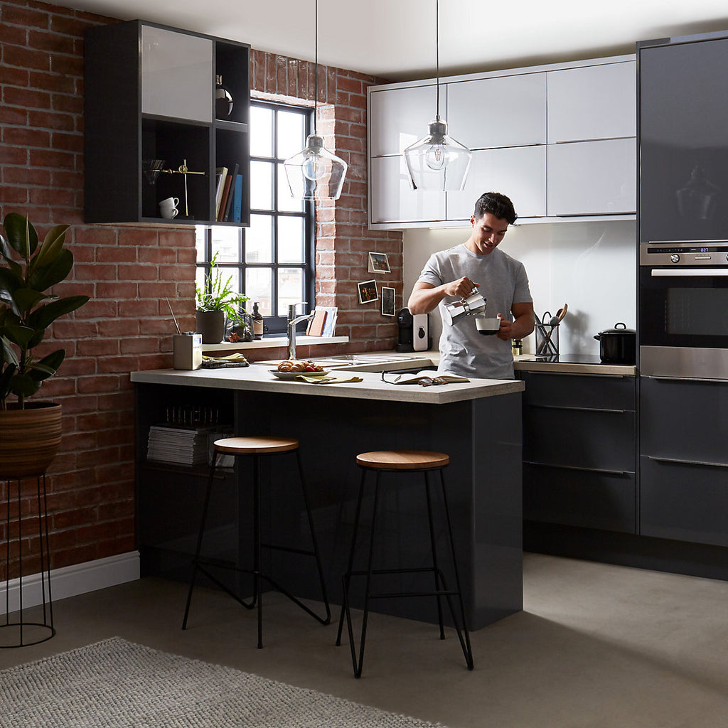 GoodHome Stevia Gloss anthracite Tall Wall corner post, (W)59mm