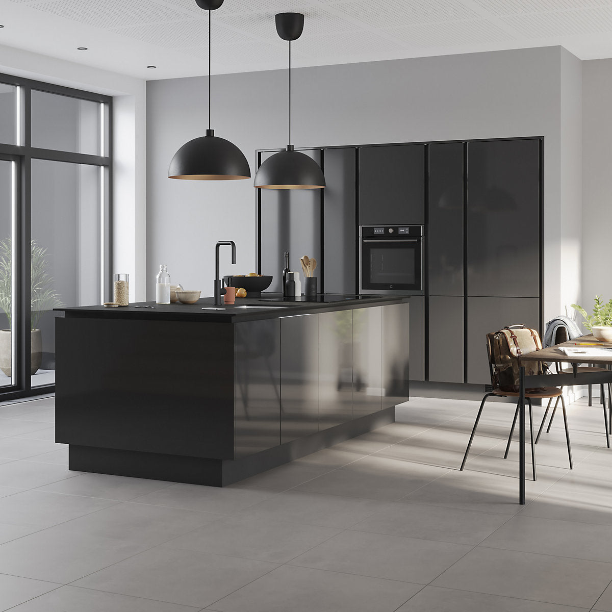 GoodHome Stevia Gloss anthracite Tall Wall corner post, (W)59mm