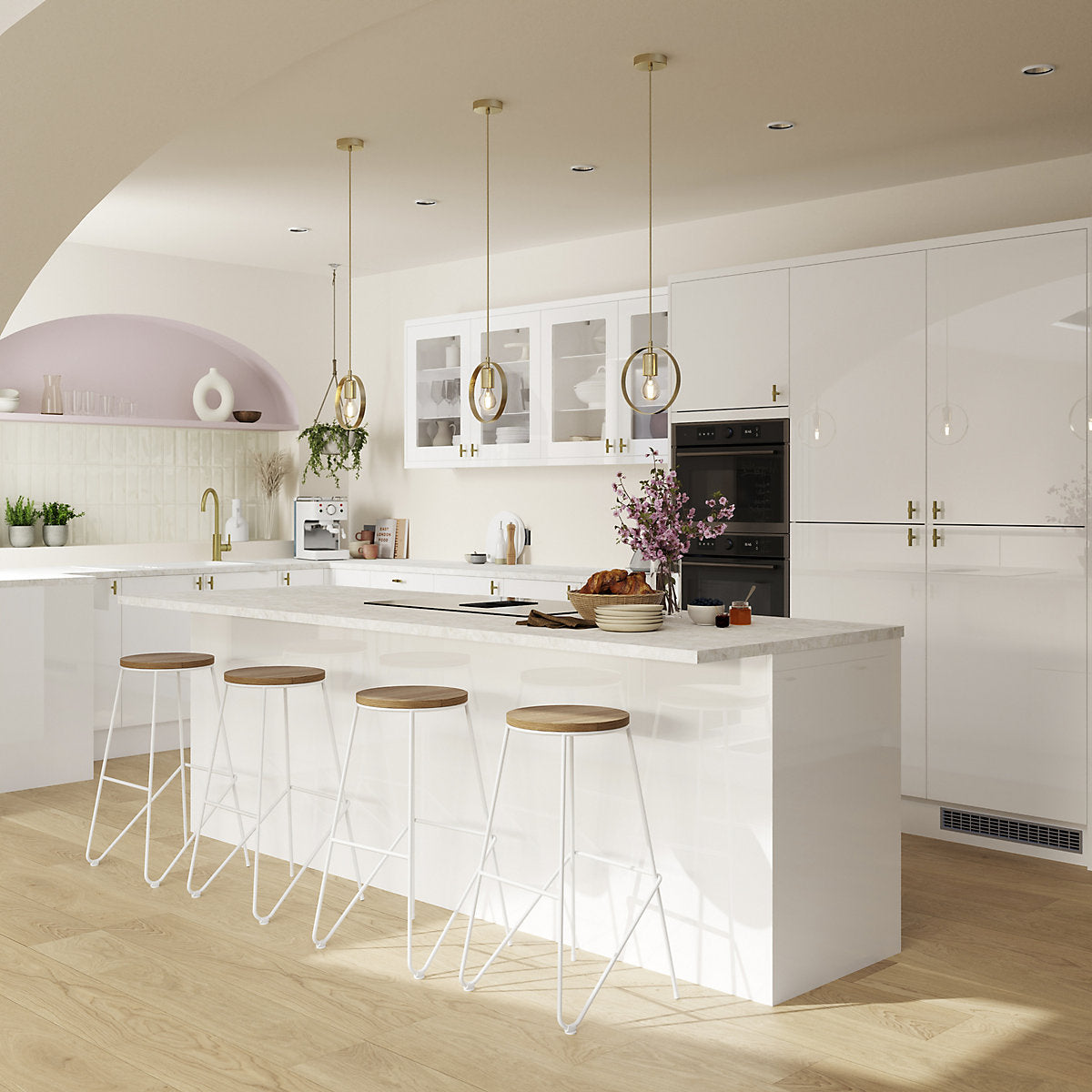 GoodHome Stevia Gloss white Standard Corner post, (W)59mm