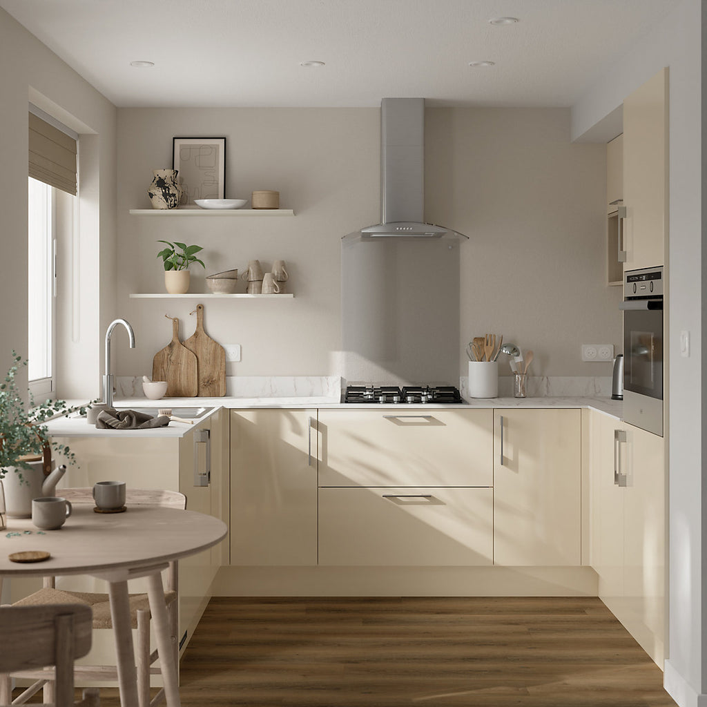 GoodHome Stevia Innovo handleless Gloss cream Standard Corner post, (W)48mm (H)715mm