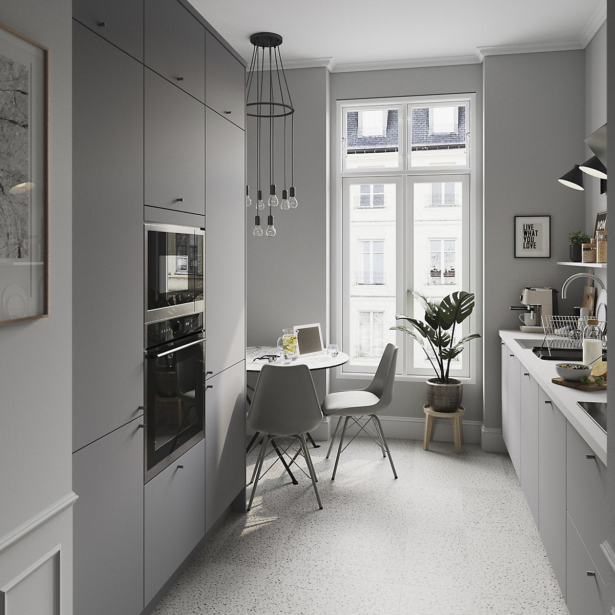 GoodHome Stevia Matt pewter grey Slab Drawerline door & drawer front 400mm