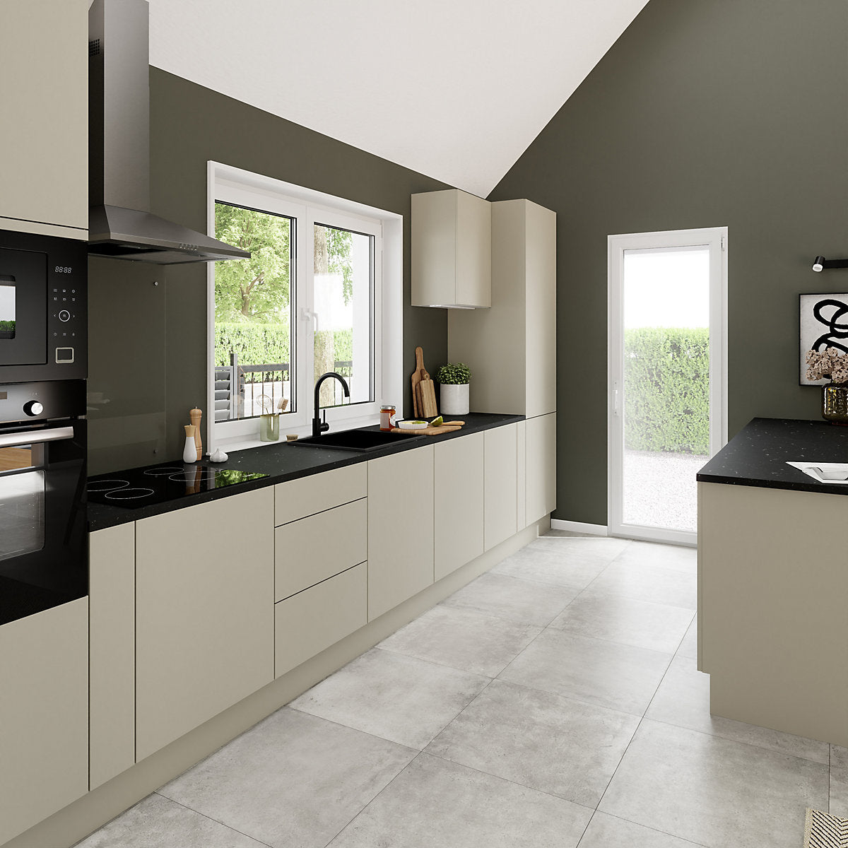 GoodHome Stevia Matt sandstone Slab Drawerline door & drawer front 600mm