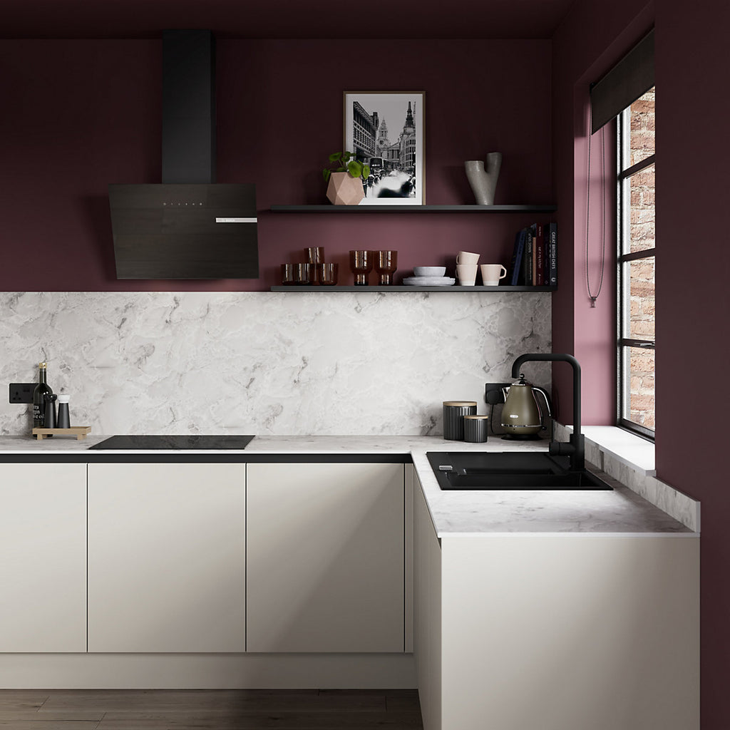 GoodHome Stevia Matt sandstone slab Standard Breakfast bar back panel (H)890mm (W)2000mm