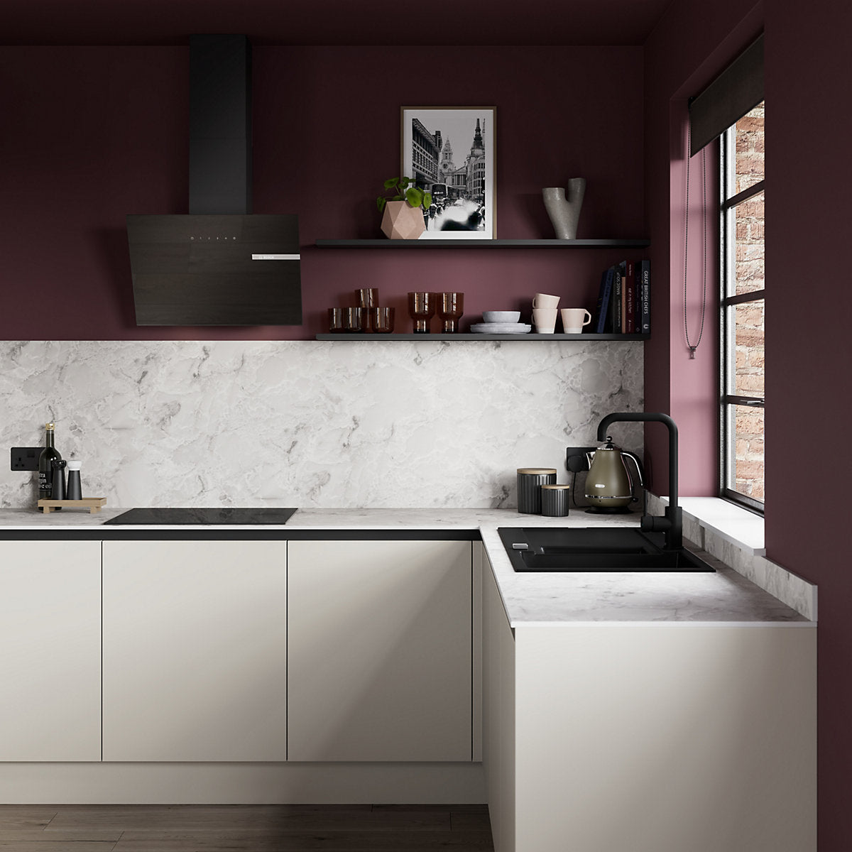 GoodHome Stevia Matt sandstone slab Standard Breakfast bar back panel (H)890mm (W)2000mm