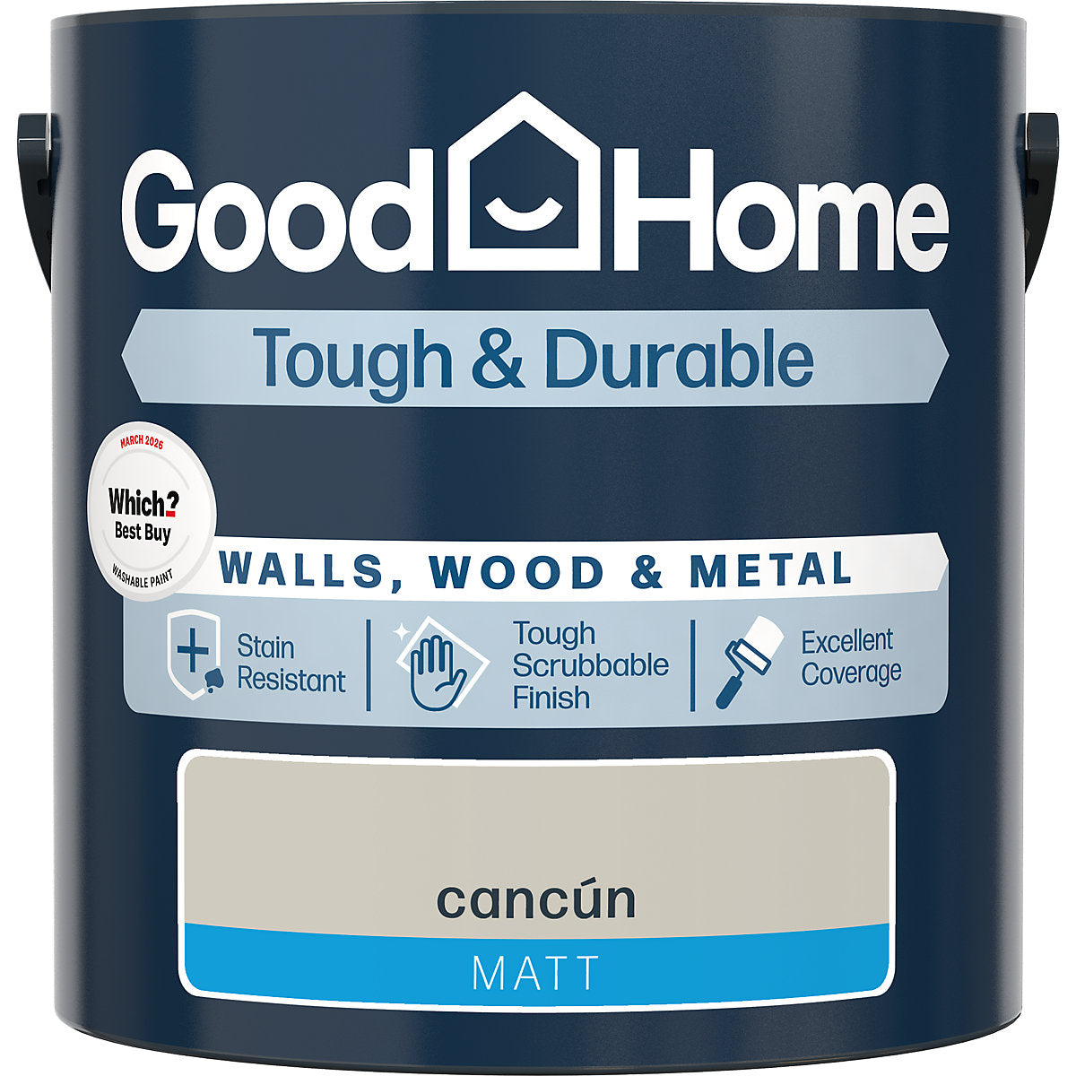 GoodHome Tough & Durable Cancun Matt Metal, plaster & wood Multi-surface paint, 2.5L