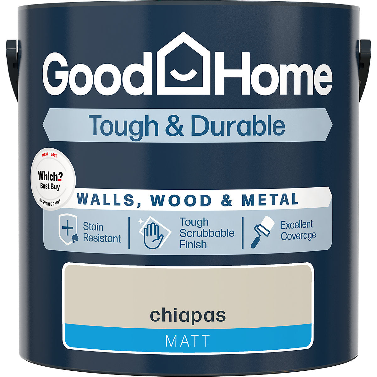 GoodHome Tough & Durable Chiapas Matt Metal, plaster & wood Multi-surface paint, 2.5L