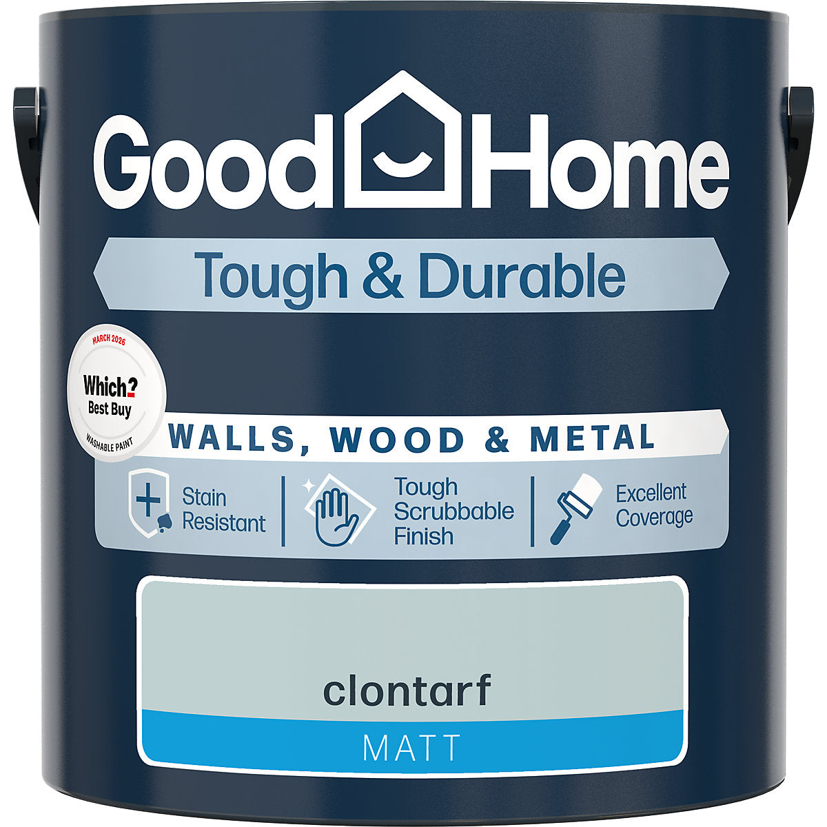 GoodHome Tough & Durable Clontarf Matt Metal, plaster & wood Multi-surface paint, 2.5L