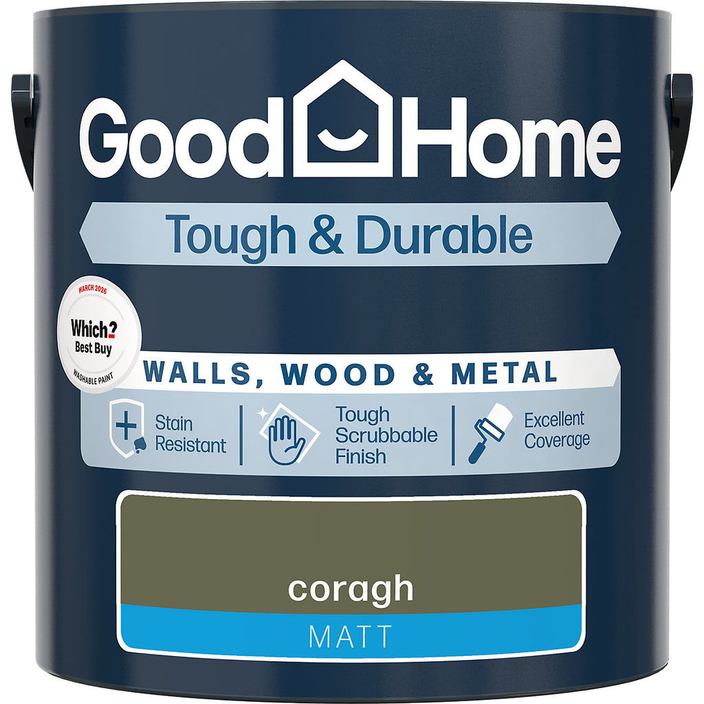 GoodHome Tough & Durable Coragh Matt Metal, plaster & wood Multi-surface paint, 2.5L