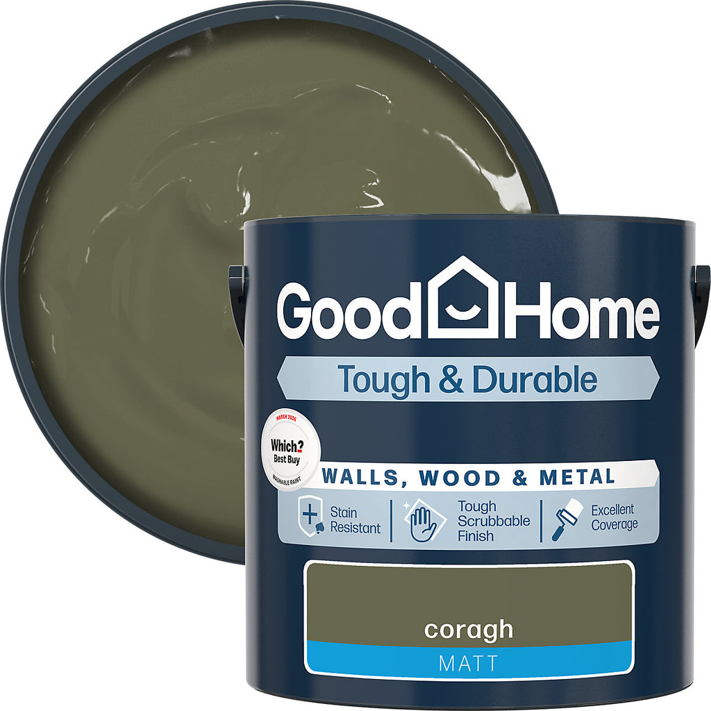 GoodHome Tough & Durable Coragh Matt Metal, plaster & wood Multi-surface paint, 2.5L