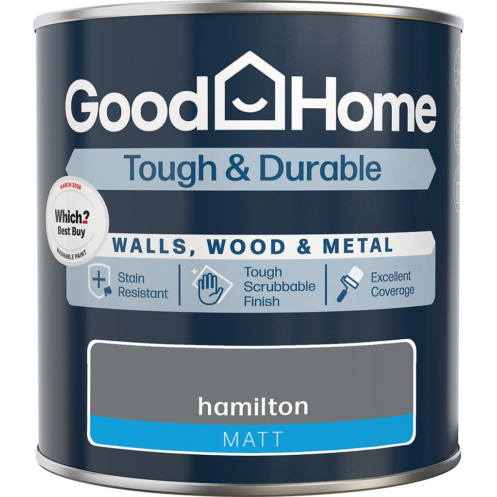 GoodHome Tough & Durable Hamilton Matt Metal, plaster & wood Multi-surface paint, 1L