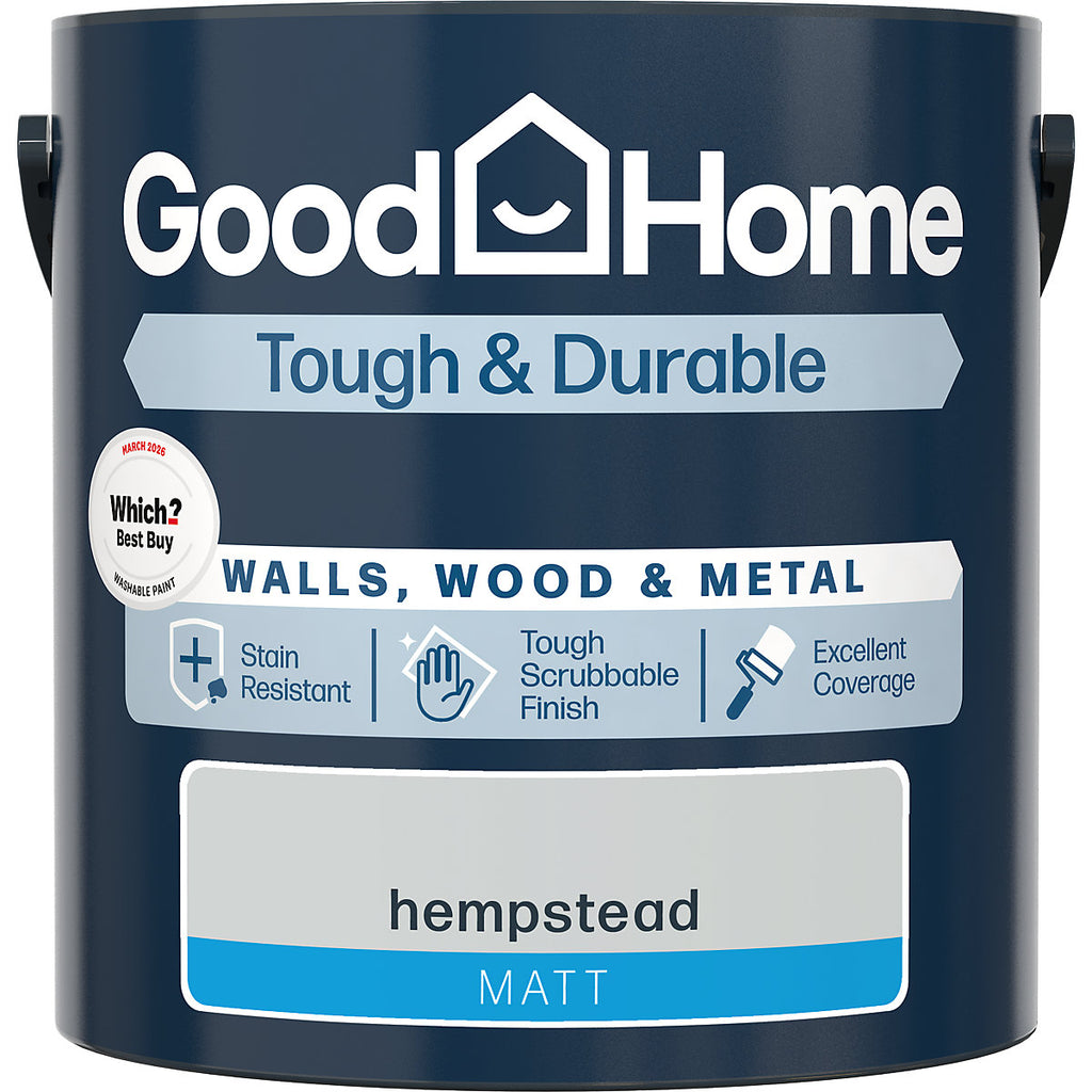 GoodHome Tough & Durable Hampstead Matt Metal, plaster & wood Multi-surface paint, 2.5L