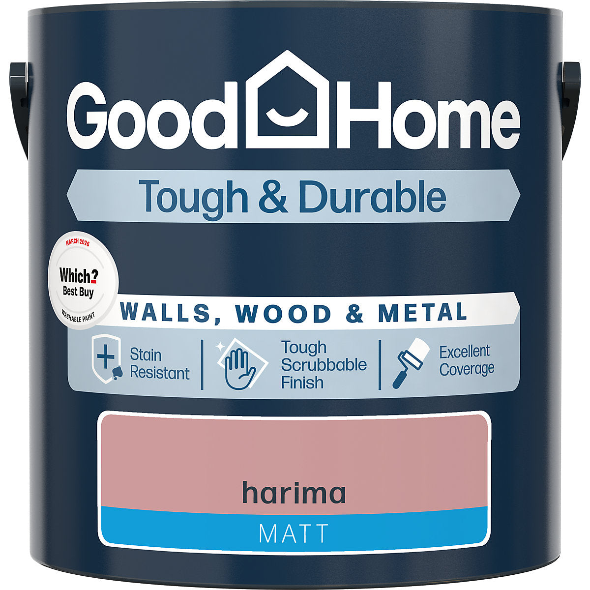 GoodHome Tough & Durable Harima Matt Metal, plaster & wood Multi-surface paint, 2.5L